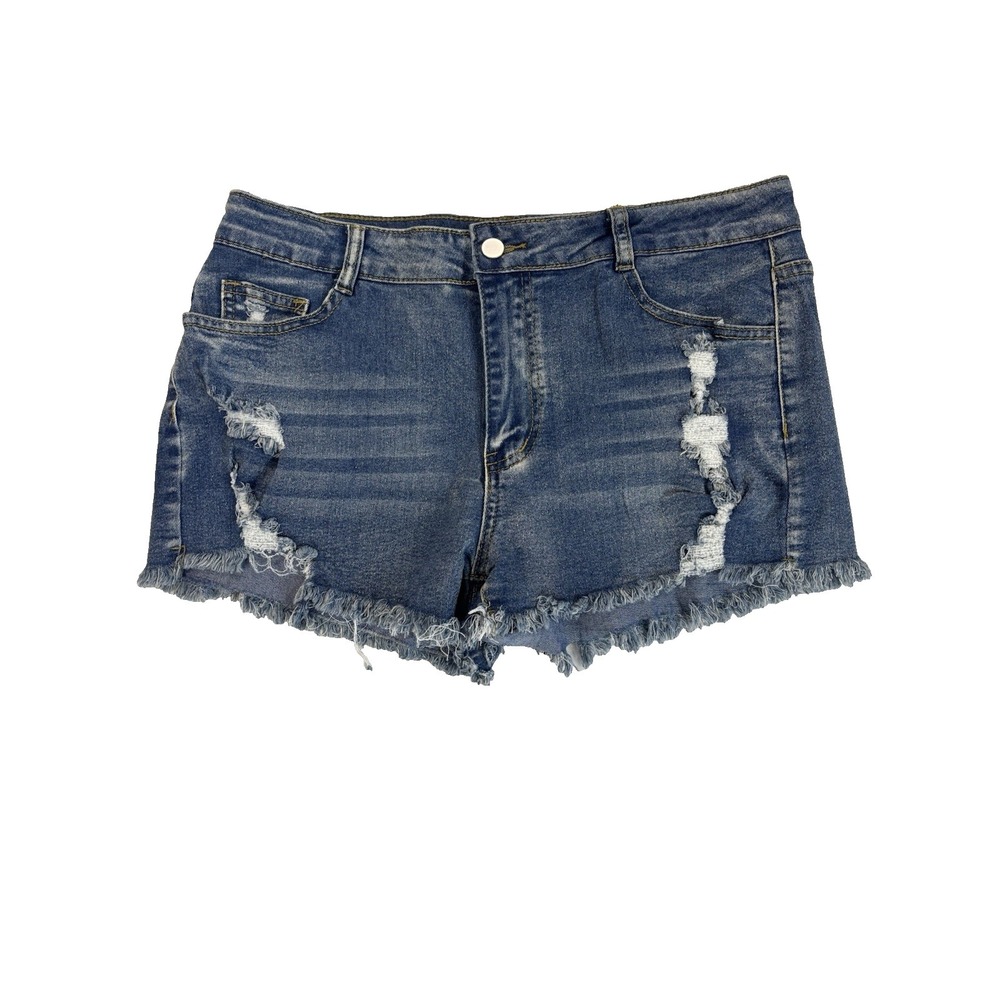 Women's XL Ripped Distressed Rockabilly Baddie Sexy Jean Shorts Festival Rocker